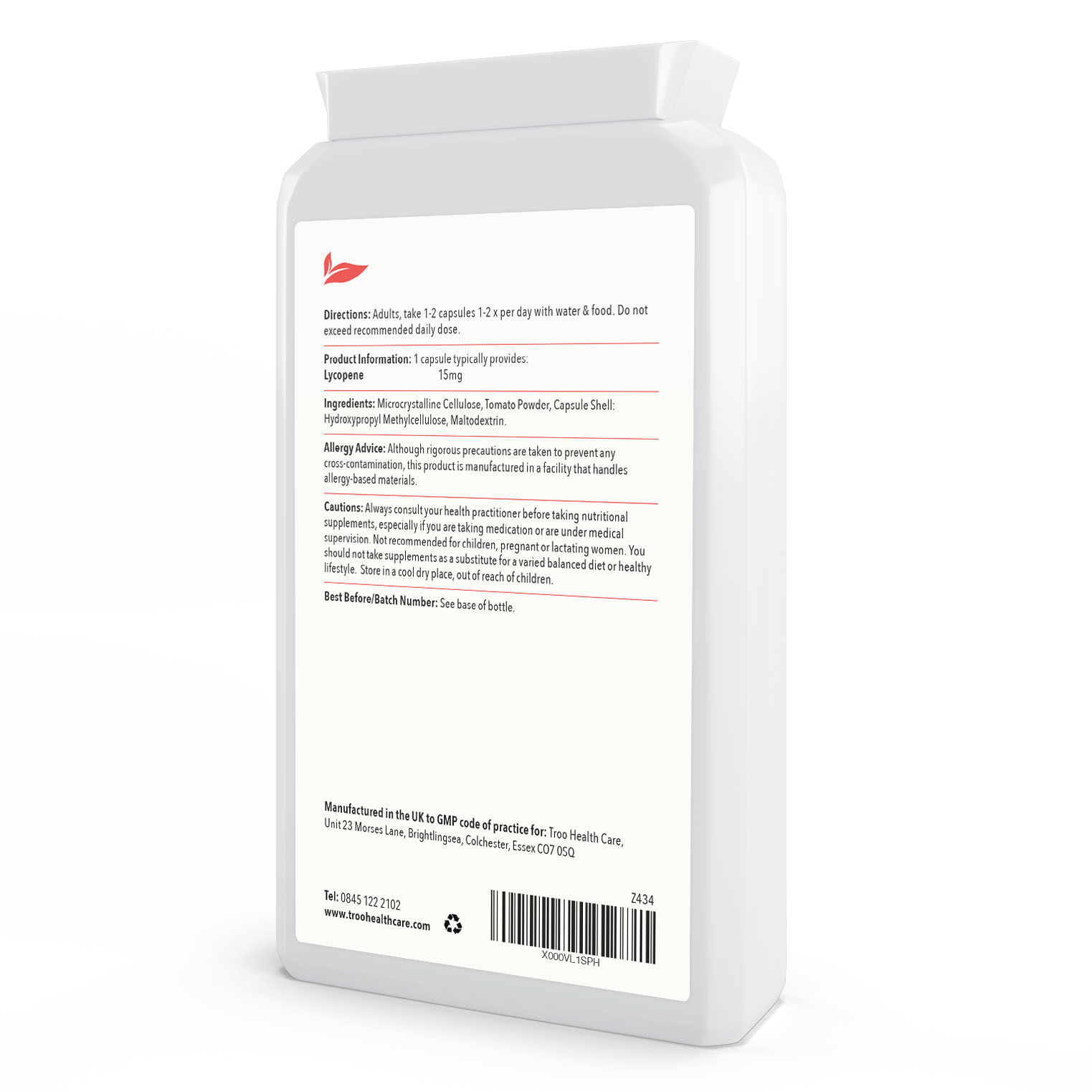 Lycopene 15mg 120 Capsules Troo Health Care UK. Healthcare