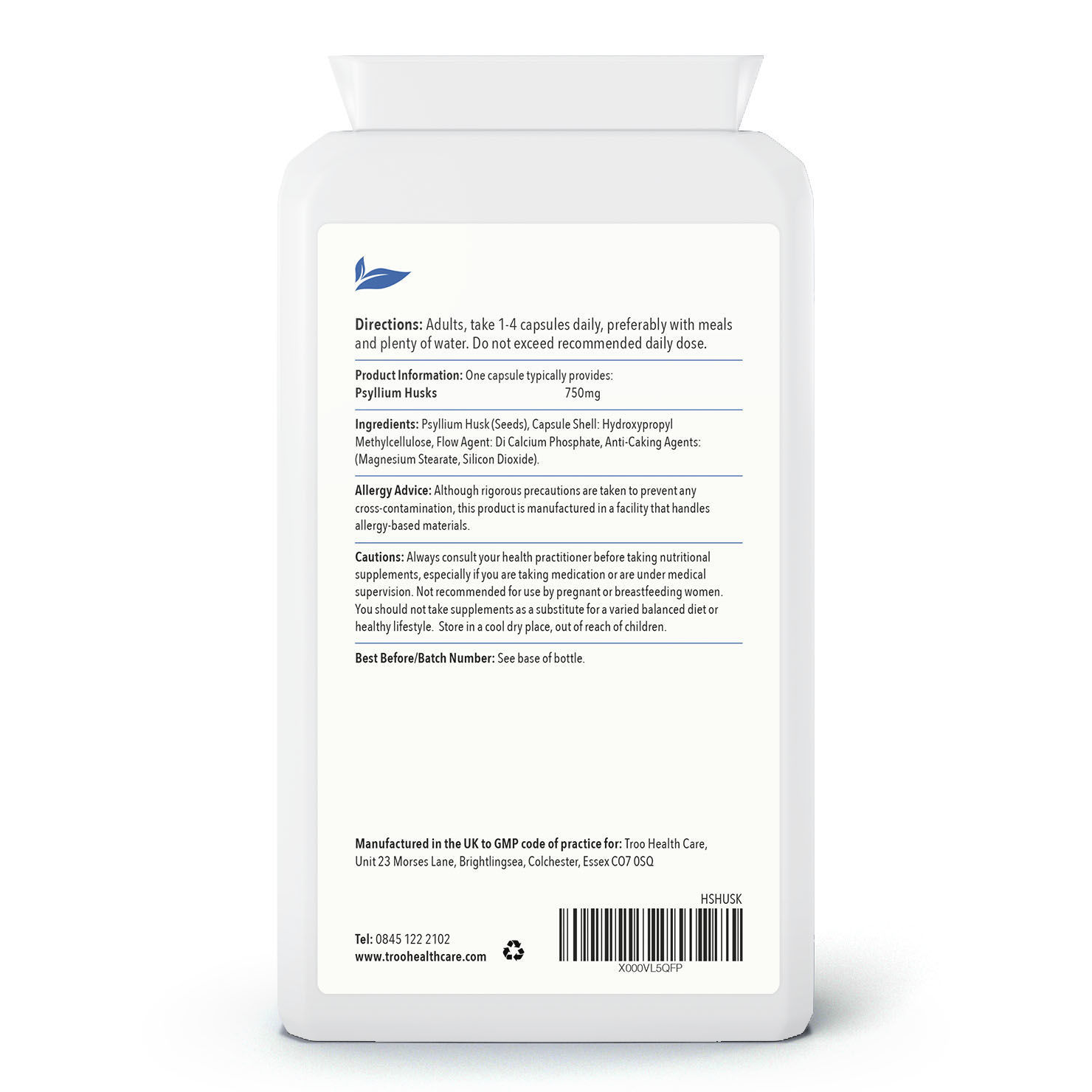 Psyllium Husk Capsules Troo Health Care. Healthcare Supplements Made