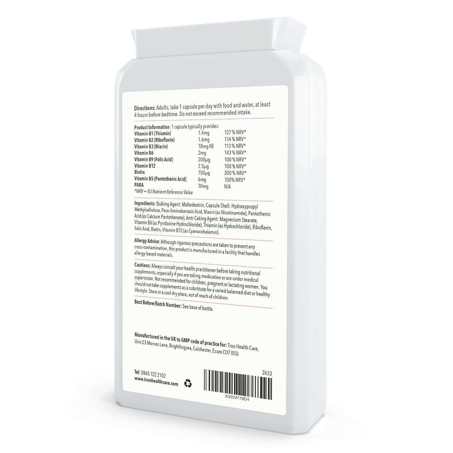 Vitamin B Complex Capsules 100 NRV Daily Vitamin B Supplement