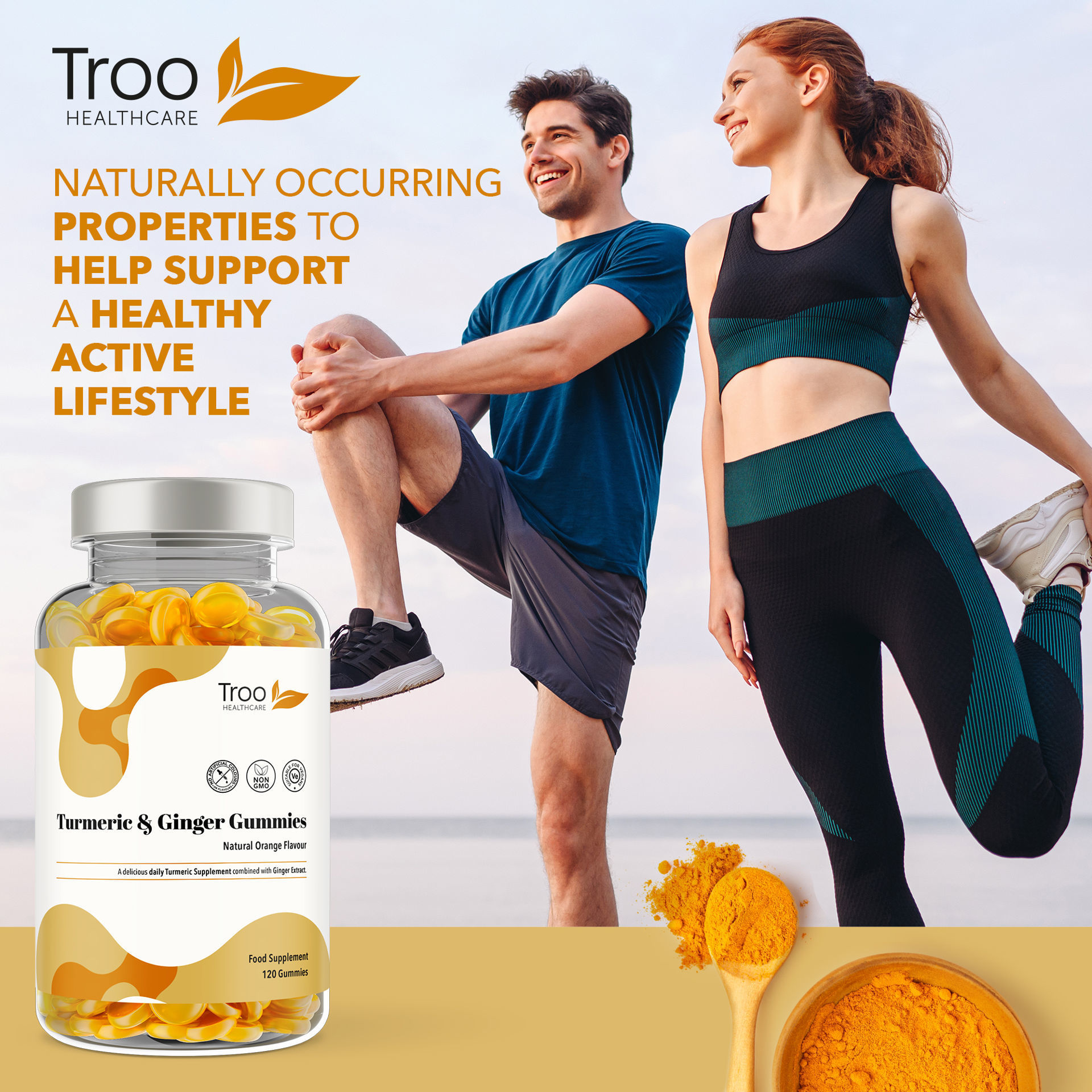 Turmeric Curcumin and Ginger Extract Gummies Natural Orange Flavour Troo Health. Healthcare