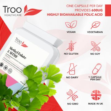 Picture of Folic Acid Methyl Folate Quatrefolic 600ug 90 Capsules