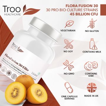 Picture of FabFlora Elite Advanced Probiotic 60 Capsules - 30 Strain 45 Billion CFU