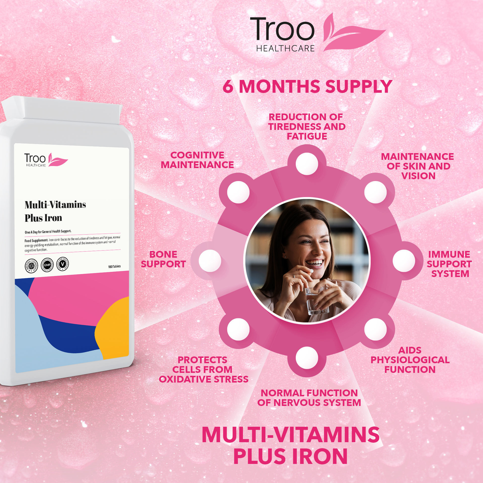 Multivitamin with Iron for Men and Women Troo Health Care. Healthcare Supplements Made in the