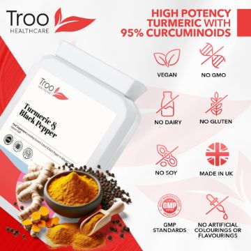 Picture of Turmeric 500mg with Black Pepper Extract 60 Capsules