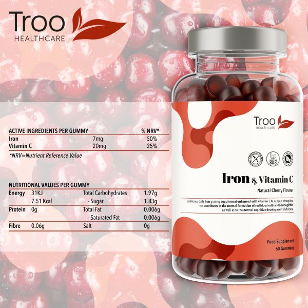 Picture of Iron & Vitamin C - Natural Cherry Flavour Gummies