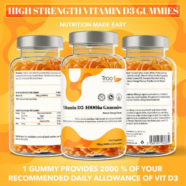 Picture of Vitamin D3 4000iu - Orange Flavour Gummies - High Strength