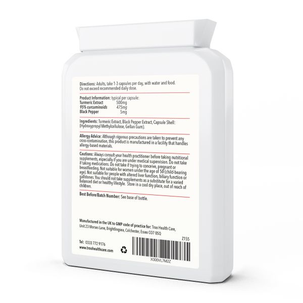 Picture of Turmeric 500mg with Black Pepper Extract 60 Capsules