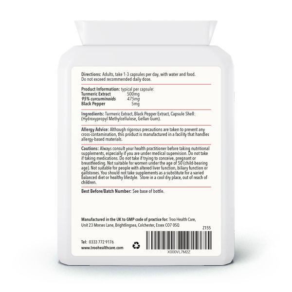 Picture of Turmeric 500mg with Black Pepper Extract 60 Capsules