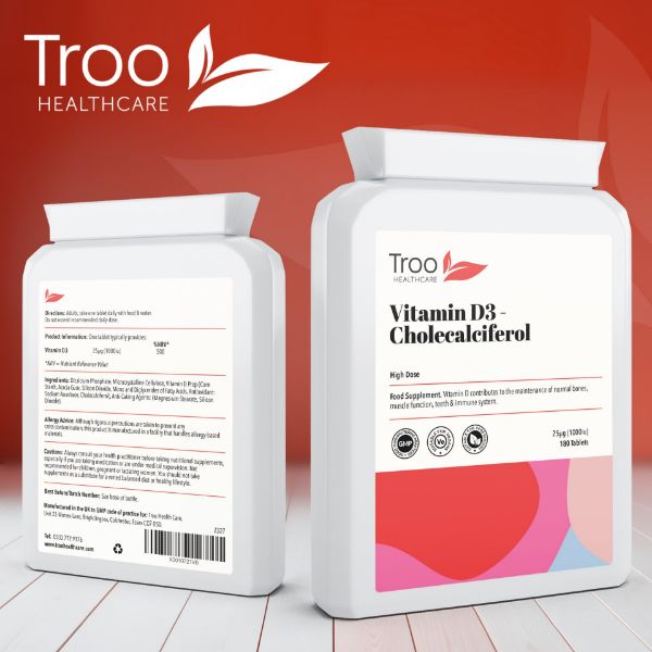 Picture of Vitamin D3 25mcg 1000iu 180 Vegan Tablets