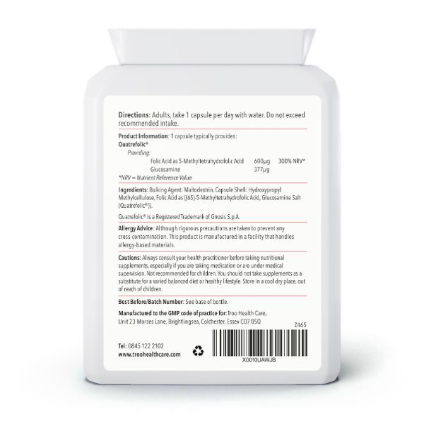 Picture of Folic Acid Methyl Folate Quatrefolic 600ug 90 Capsules